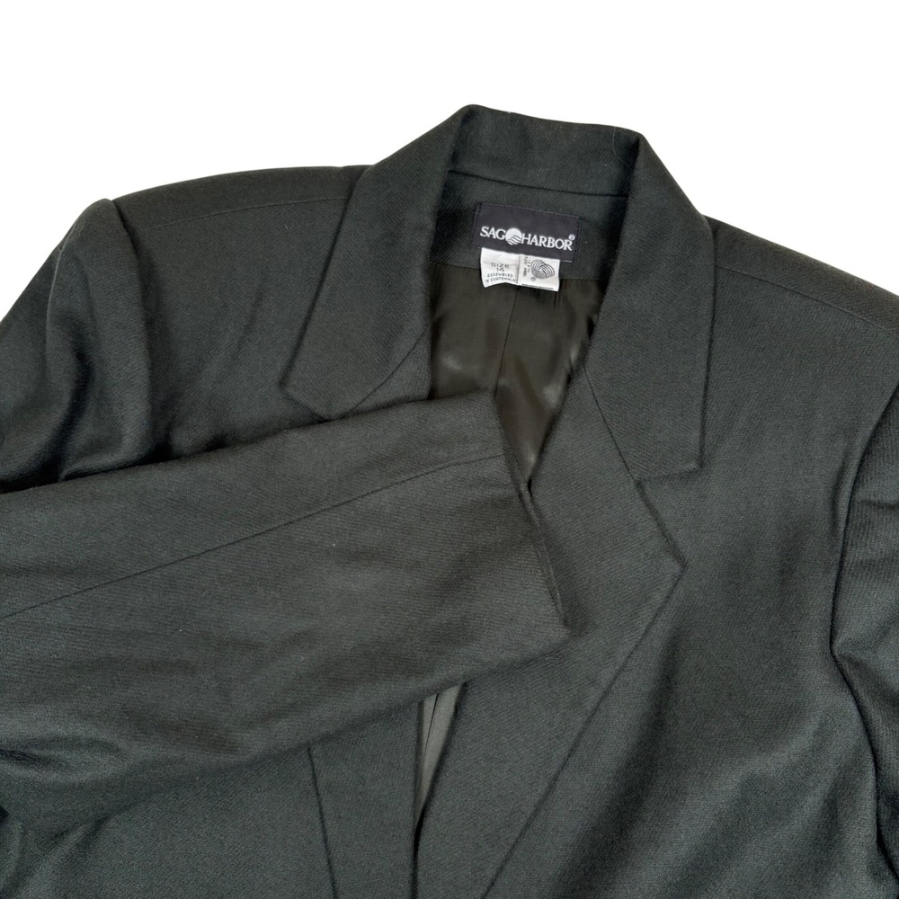 Sag Harbor Womens Blazer Size 14 Green Wool Blend Vtg